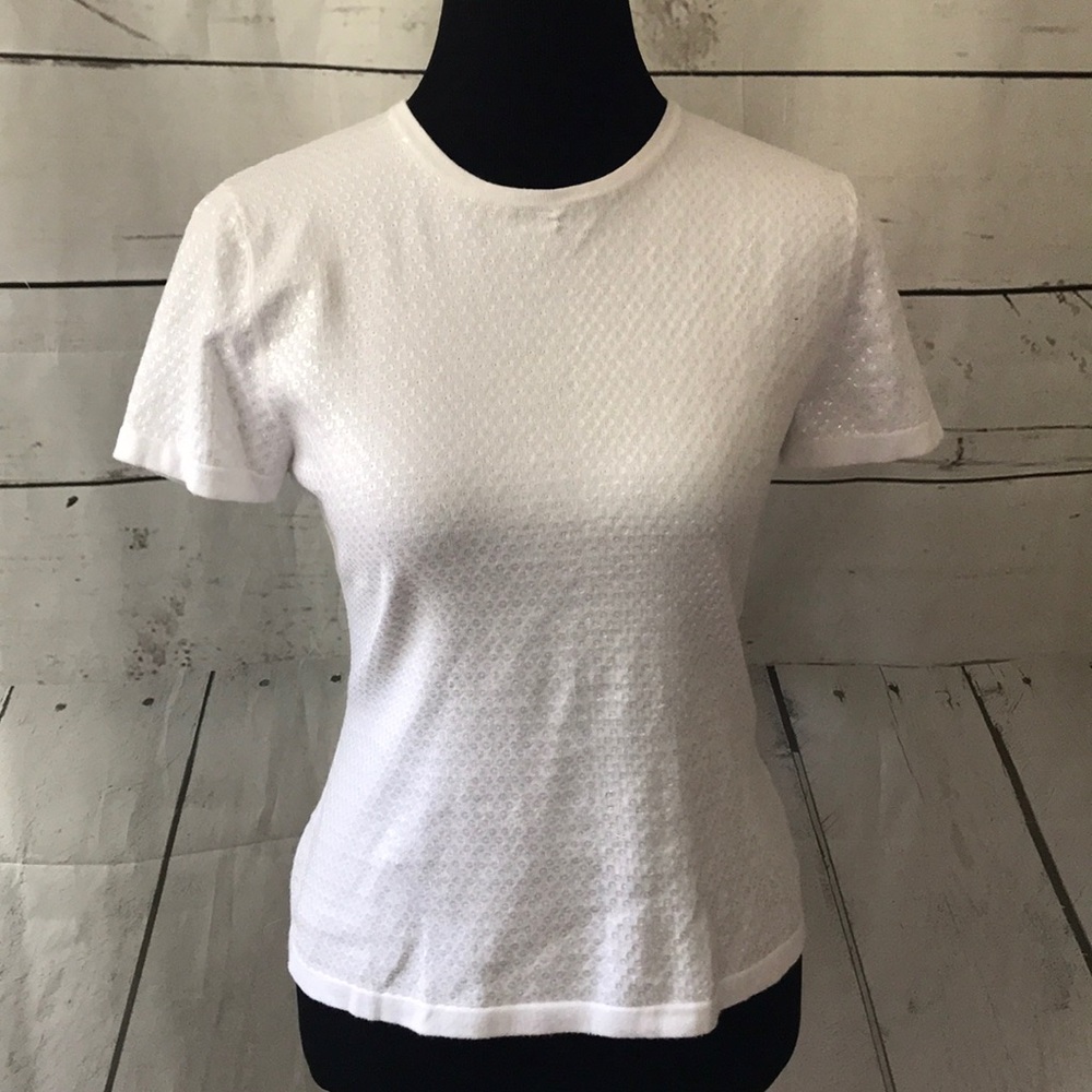 j McLaughlin Sweater Short Sleeve  sequin cotton knit top sweater